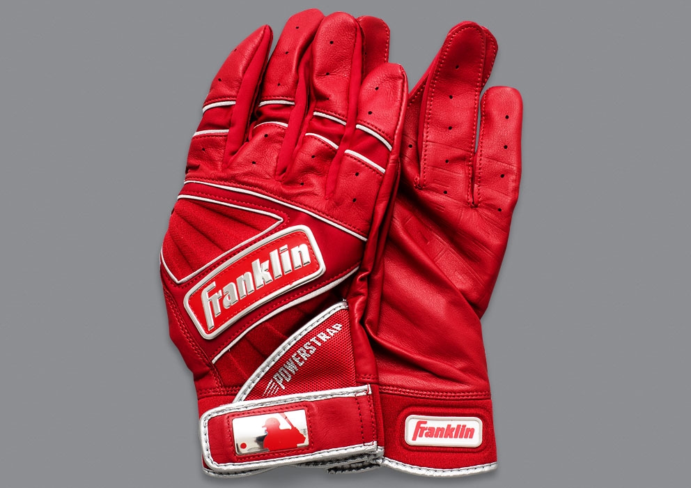 XL Red Franklin Powerstrap Chrome Batting Gloves 
